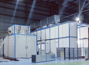 Liquid paint booths for industrial coating